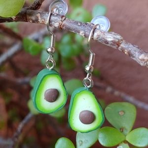 California avocado earrings halved green brown silver